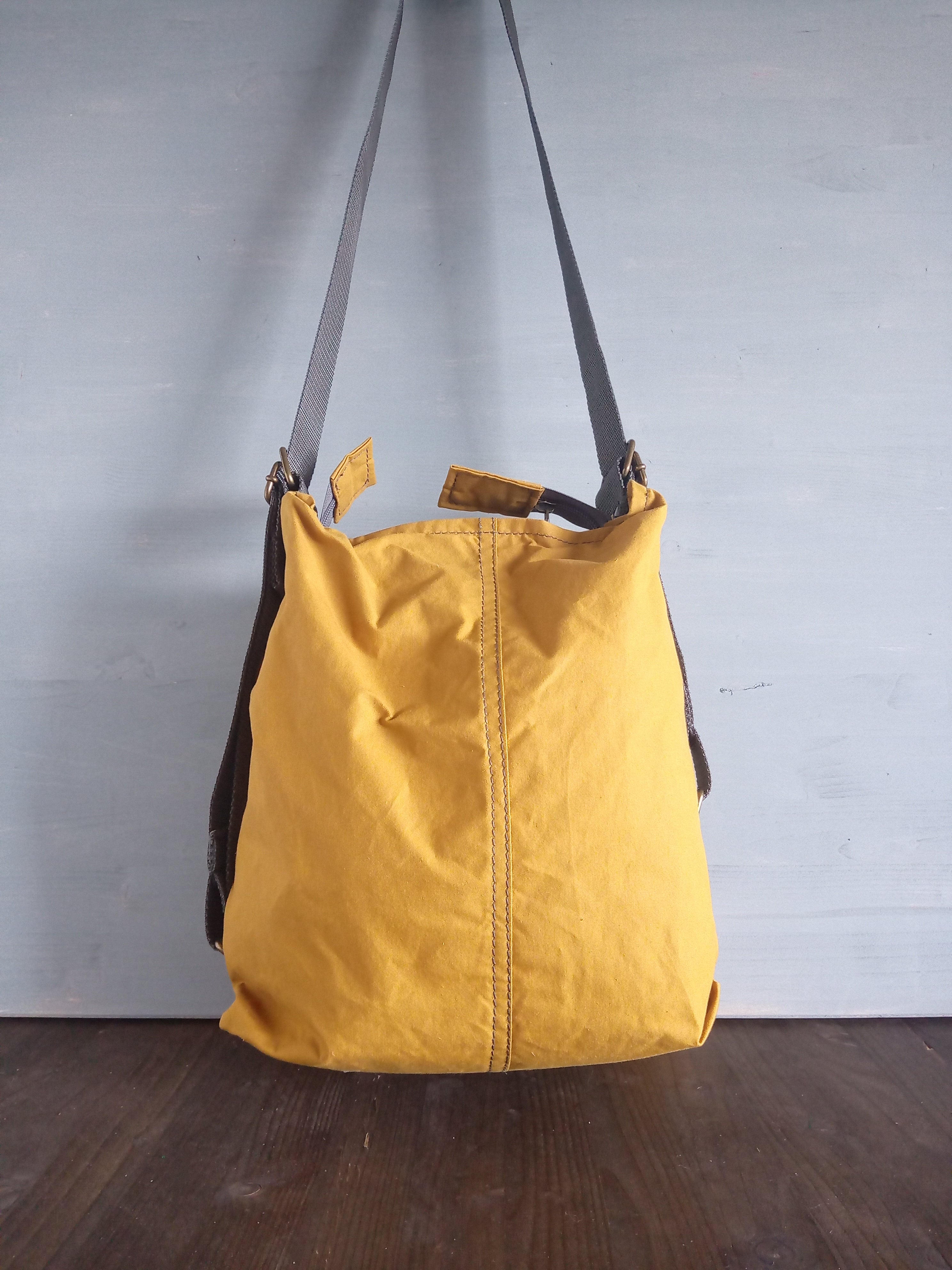 Waxed Canvas Backpack Mustard Yellow Convertible Backpack 