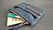 Carica l'immagine nel visualizzatore di Gallery, Waxed canvas pouch, purses and bags canvas coin purse, waxed canvas purse, travel wallet accessories passport cover, fabric wallet