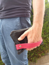 Load image into Gallery viewer, Waxed canvas handbag with strap, zippered pouch, mens bag