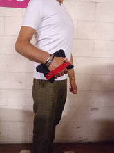 Load image into Gallery viewer, Waxed canvas handbag with strap, zippered pouch, mens bag