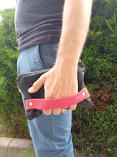 Load image into Gallery viewer, Waxed canvas handbag with strap, zippered pouch, mens bag