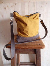 Load image into Gallery viewer, Waxed canvas shoulder bag with zipper, crossbody bags for women and for men, wax canvas satchel