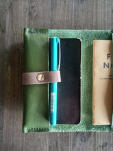 Load image into Gallery viewer, Leather notebook cover, leather travelers notebook cover, personalized gift for him, custom leather journal, happy planner cover