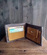 Carica l'immagine nel visualizzatore di Gallery, Vegan wallet for men, bifold coin and money wallet, fabric wallet, slim mens wallet, vegan gift, Valentines day gift for him, gift for husband