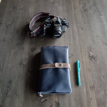 Load image into Gallery viewer, Leather notebook cover, leather travelers notebook cover, personalized gift for him, custom leather journal, happy planner cover