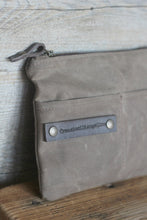 Load image into Gallery viewer, Waxed canvas zipper pouch, personalized gift , makeup bag, waxed canvas bag purse, gift for boyfriend, wallet, passport cover