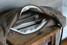 Load image into Gallery viewer, Waxed canvas bag, hip bag, mens bag, waxed cotton bag, gift for boyfriend, hobo bag, crossbody bag, canvas bag, waxed messenger  - boho bag