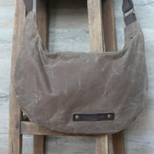 Load image into Gallery viewer, Waxed canvas bag, hip bag, mens bag, waxed cotton bag, gift for boyfriend, hobo bag, crossbody bag, canvas bag, waxed messenger  - boho bag