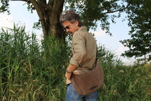 Load image into Gallery viewer, Waxed canvas bag, hip bag, mens bag, waxed cotton bag, gift for boyfriend, hobo bag, crossbody bag, canvas bag, waxed messenger  - boho bag