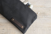 Carica l'immagine nel visualizzatore di Gallery, Waxed canvas toiletry - groomsman gift - travel case - toiletry bag - husband gift - dopp kit - gift for him - fathers day - zippered case