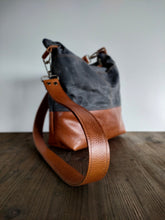 Load image into Gallery viewer, Hobo bag, waxed canvas crossbody bag, leather hobo bag, satchel bag for women
