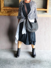 Load image into Gallery viewer, Canvas bag, waxed canvas hobo bag, crossbody bag for women, canvas crossbody bag for men, slouchy hobo bag, large hobo bag, boho crossbody bag

