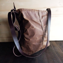 Load image into Gallery viewer, Waxed canvas crossbody bag, canvas bag convertible to backpack, hobo style purse
