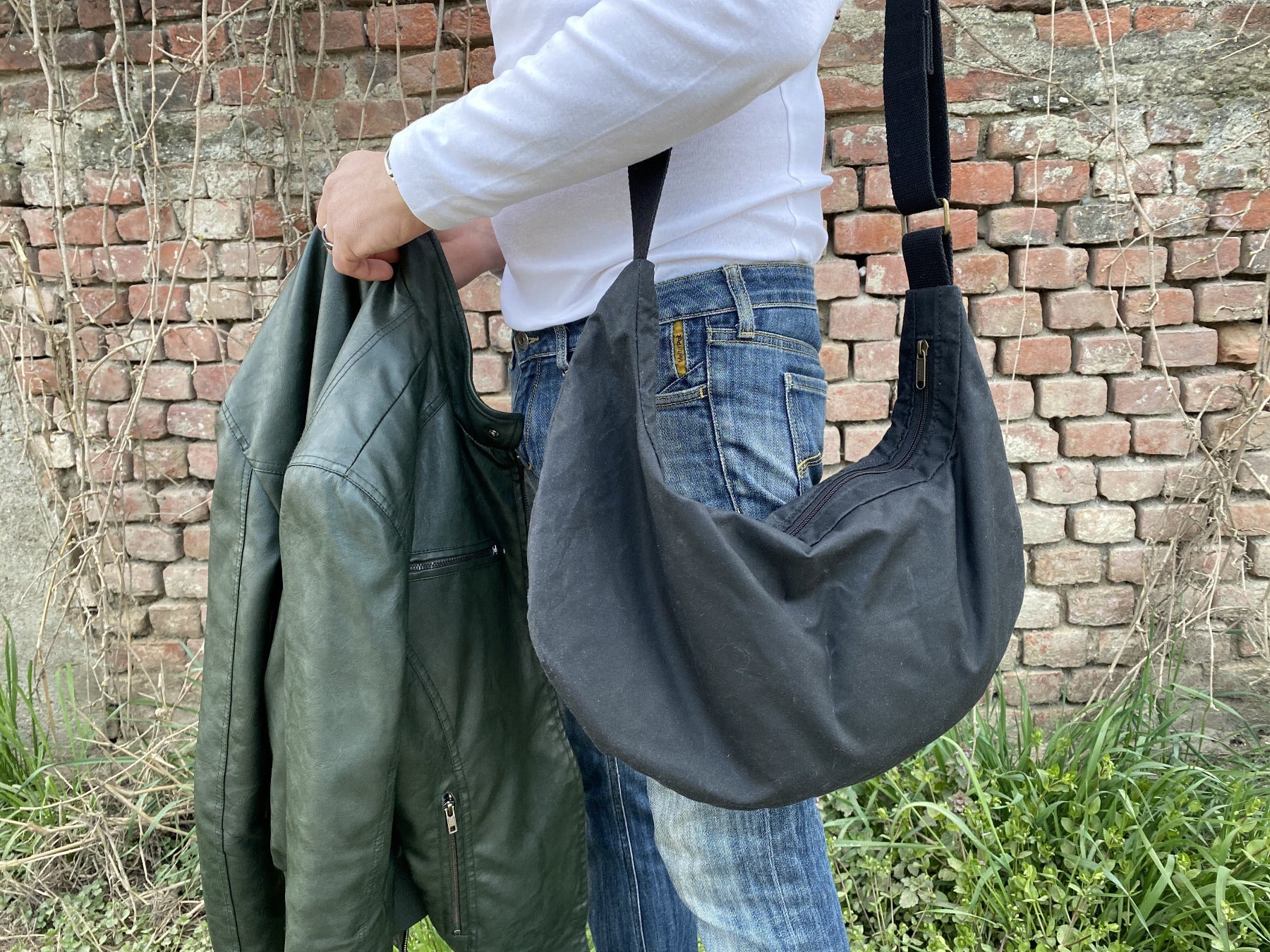 Slouchy hobo bag, travel bag, canvas bags with zipper, crossbody bag for men, crossbody bag for women