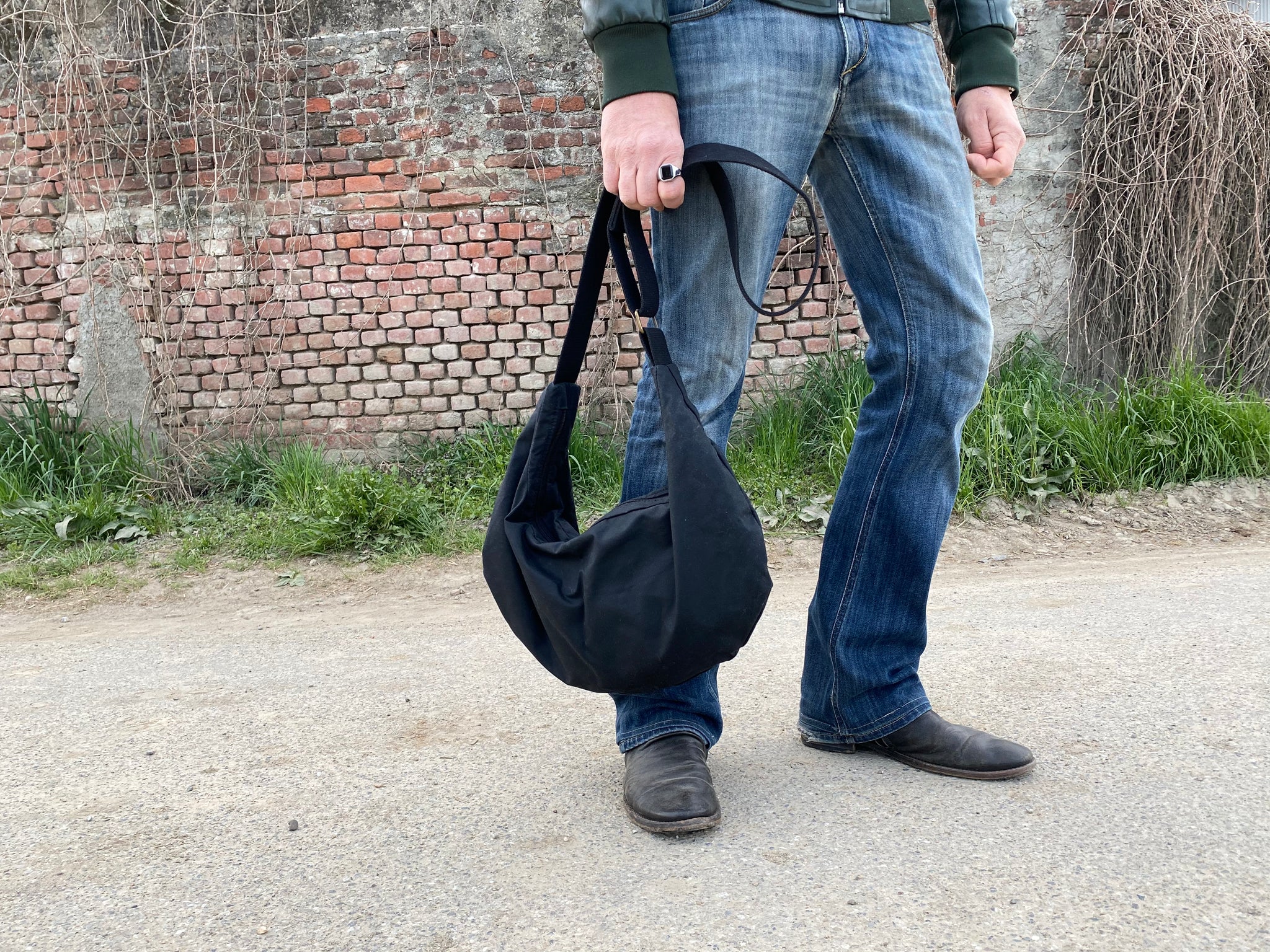 Waxed Canvas Hobo Bag, Convertible Crossbody Tote Bag | Mayko Bags OffwhiteCanvas / No initials