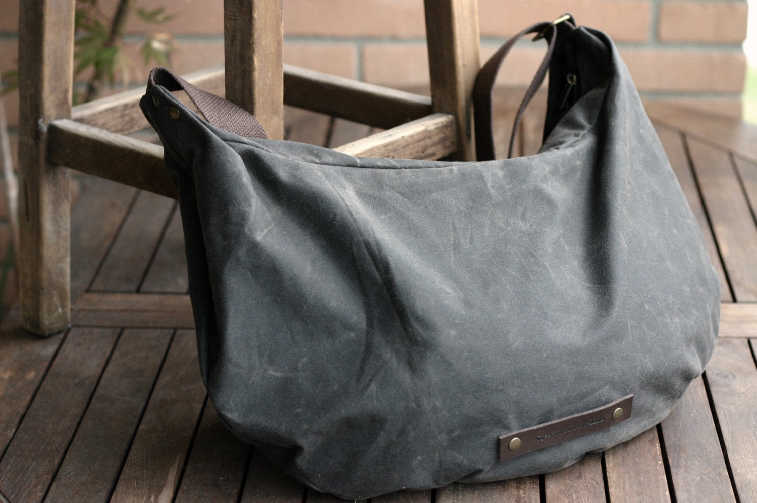 Waxed Canvas Hobo Bag, Convertible Crossbody Tote Bag | Mayko Bags OffwhiteCanvas / No initials