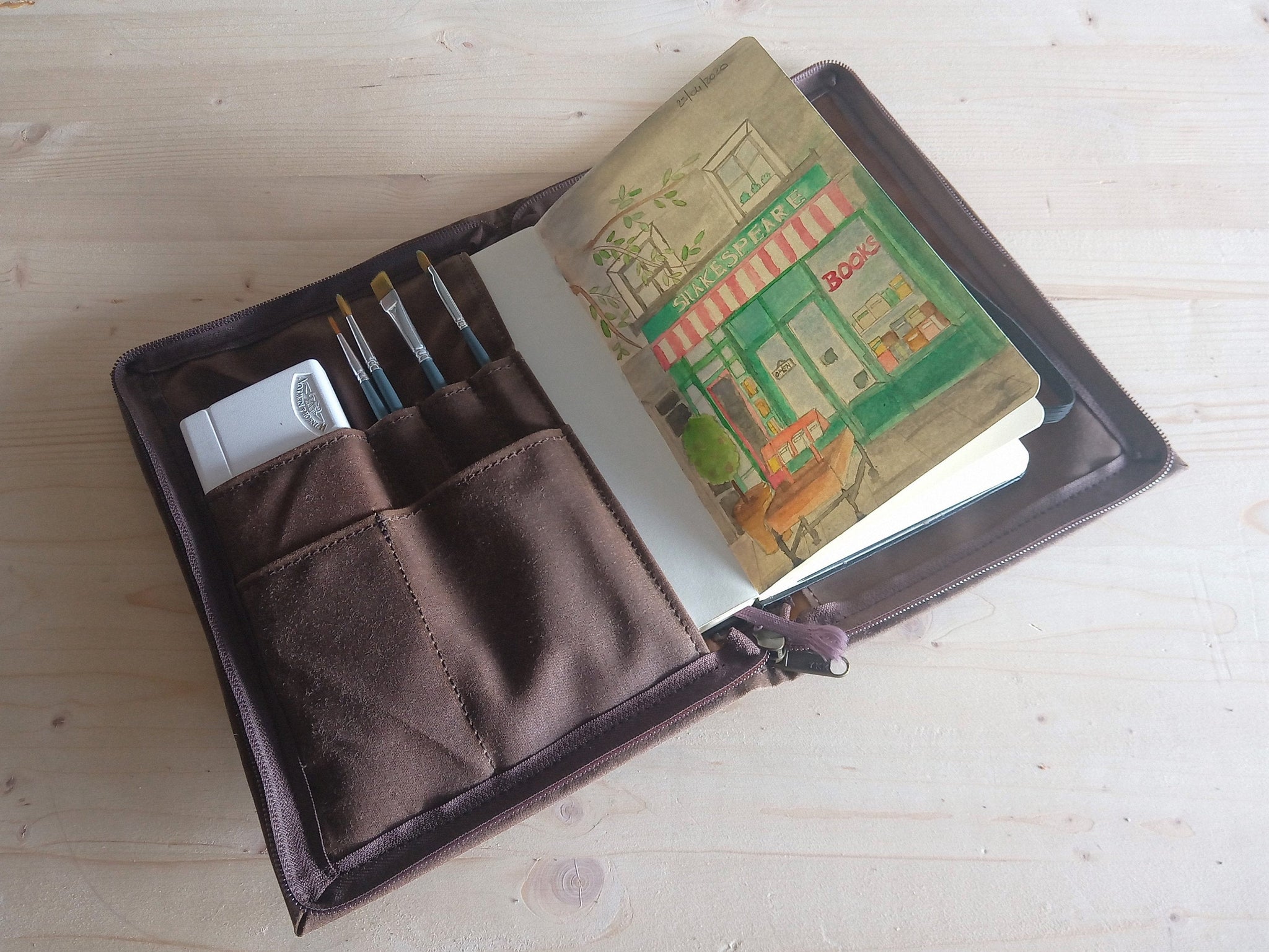 A5 Travelers notebook cover vegan, A5 sketchbook cover in waxed 
