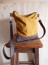 Load image into Gallery viewer, Waxed canvas shoulder bag with zipper, crossbody bags for women and for men, wax canvas satchel
