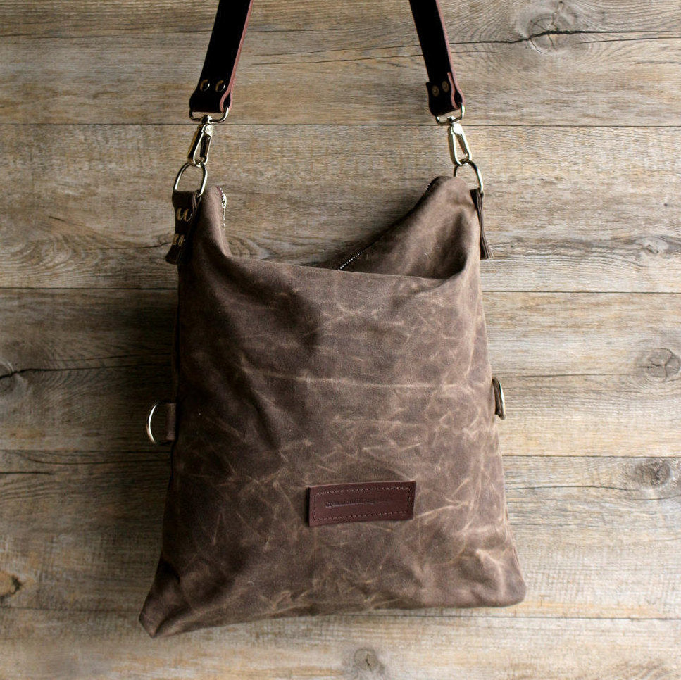 Waxed canvas bag, canvas tote bag, waxed canvas shoulder bag, canvas crossbody bag, shoulder hobo bag, womens shoulder bag crossbody