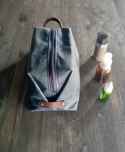 Load image into Gallery viewer, Travel toiletry bag, dopp kit for men, personalized mens toiletry bag, travel bag, anniversary gift for him, groomsmen gift, , canvas toiletry bag

