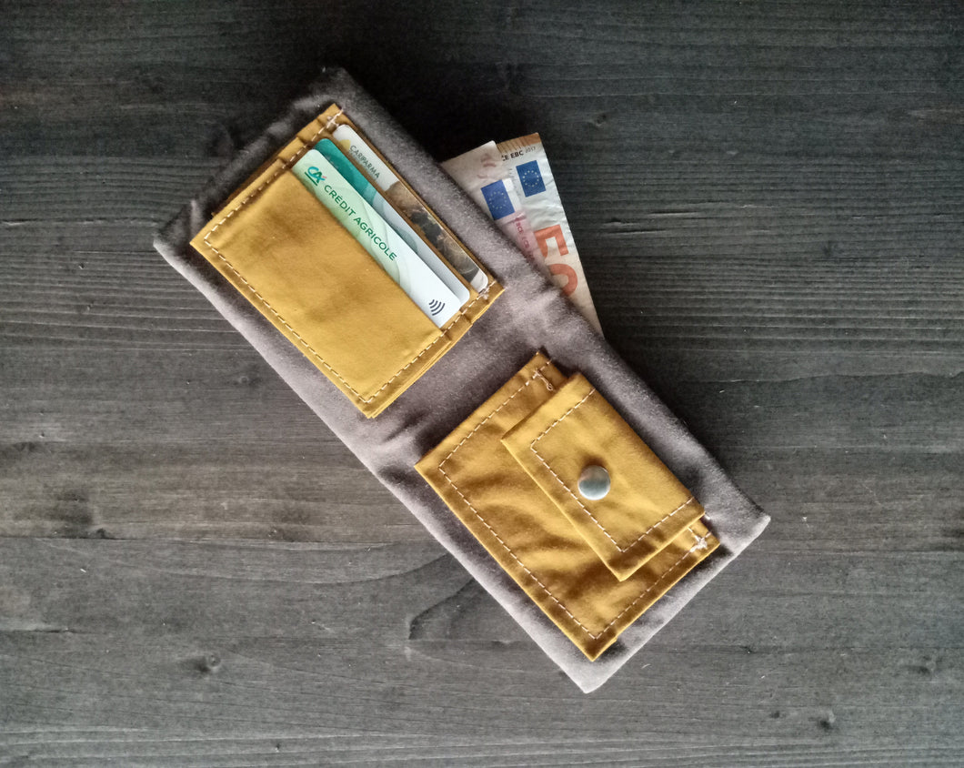 Vegan wallet for men, bifold coin and money wallet, fabric wallet, slim mens wallet, vegan gift, Valentines day gift for him, gift for husband