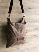 Load image into Gallery viewer, Waxed canvas bag, canvas tote bag, waxed canvas shoulder bag, canvas crossbody bag, shoulder hobo bag, womens shoulder bag crossbody
