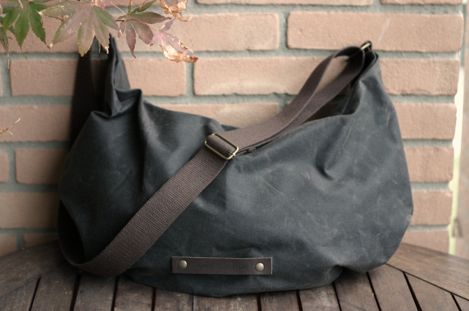 Waxed Canvas Hobo Bag, Convertible Crossbody Tote Bag | Mayko Bags OffwhiteCanvas / No initials