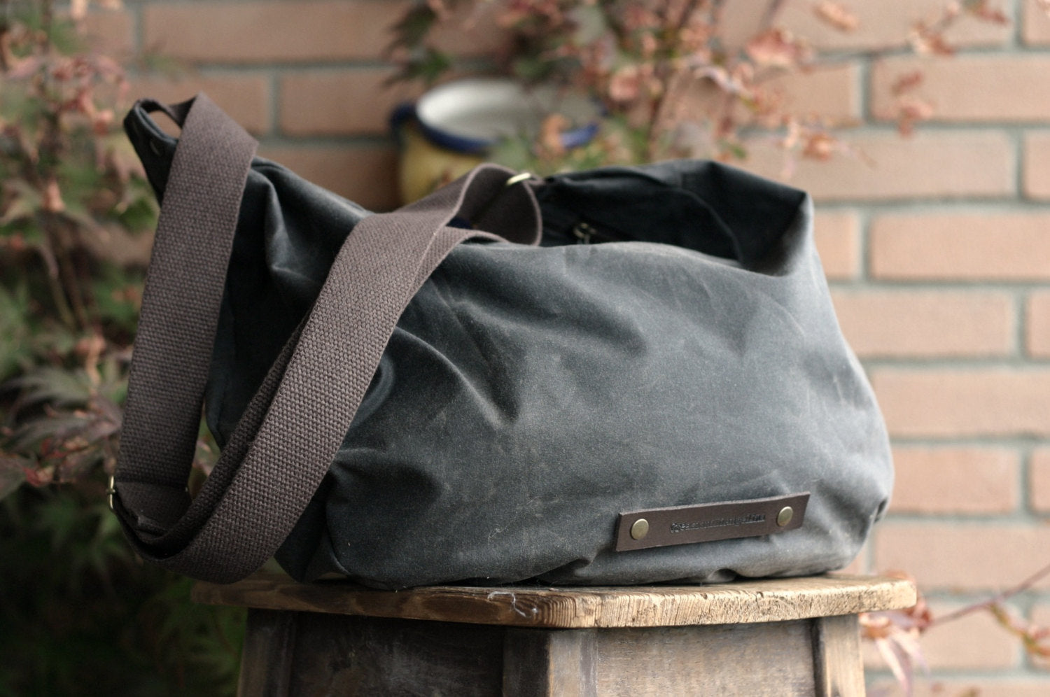 Waxed Canvas Hobo Bag, Convertible Crossbody Tote Bag | Mayko Bags OffwhiteCanvas / No initials