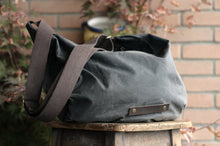 Load image into Gallery viewer, Canvas bag, waxed canvas hobo bag, crossbody bag for women, canvas crossbody bag for men, slouchy hobo bag, large hobo bag, boho crossbody bag
