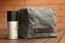 Load image into Gallery viewer, Waxed canvas Toiletry-  toiletry bag - Fathers day - Waxed Canvas bag - Dopp kit - waxed pouch - waxed cotton dopp kit - groomsman gift
