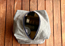 Load image into Gallery viewer, Waxed canvas Toiletry-  toiletry bag - Fathers day - Waxed Canvas bag - Dopp kit - waxed pouch - waxed cotton dopp kit - groomsman gift
