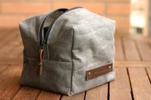 Load image into Gallery viewer, Waxed canvas Toiletry-  toiletry bag - Fathers day - Waxed Canvas bag - Dopp kit - waxed pouch - waxed cotton dopp kit - groomsman gift
