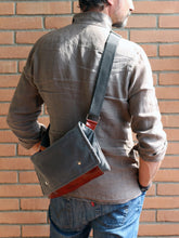 Load image into Gallery viewer, Crossbody bag, mens bags, Waxed canvas bag purse, canvas leather pouch, canvas and leather bag, biker bag, waxed canvas pouch, travel bag
