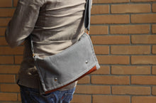 Load image into Gallery viewer, Crossbody bag, mens bags, Waxed canvas bag purse, canvas leather pouch, canvas and leather bag, biker bag, waxed canvas pouch, travel bag

